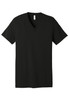A black unisex jersey short sleeve v-neck tee with a tag and no visible logos.