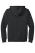 A black unisex sponge fleece pullover hoodie featuring a attached hood and long sleeves. Includes branding.