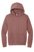 A unisex sponge fleece pullover hoodie in a dusty rose colour, featuring a front pocket and a hood.