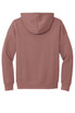 A unisex sponge fleece pullover hoodie in a dusty rose colour, featuring a hood and a logo.