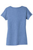 A blue women's triblend short sleeve tee featuring a simple, classic design and a branding logo on the back.