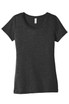 A women's triblend short sleeve tee in dark charcoal grey, featuring a scoop neckline and fitted silhouette.