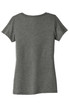 A women's short sleeve tee in heather grey, featuring a simple back design and a brand logo.