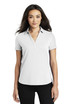 A light grey polo shirt for women with a collar and short sleeves, featuring a logo.
