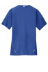 A blue OGIO ENDURANCE Pulse Crew t-shirt with a back view, featuring a logo and decorative details.