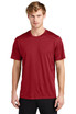 A red t-shirt featuring a crew neck design and short sleeves. The shirt has a logo on it.