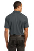 A grey OGIO Optic Polo shirt viewed from the back, featuring short sleeves and a collar.