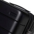 A black hardcase trolley with a smooth finish and a handle, featuring a zip closure and a small branding area.