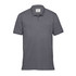 A grey men's polo shirt with a collar and short sleeves, featuring a small logo on the chest.