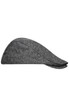 A grey herringbone patterned cap with a curved brim and a folded design. It features a logo on the side.