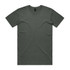 A plain dark green t-shirt with a crew neck and short sleeves, featuring a logo on the collar.