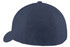 A navy blue Port Authority Flexfit cap featuring a fitted design and a logo on the side.