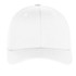A white Port Authority Flexfit cap with a smooth finish and a curved brim. It features a logo on the side.