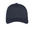 A navy blue Port Authority Flexfit cap with a structured design and a logo on the front.