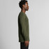A long-sleeve tee in olive green with a fitted silhouette and a logo on the sleeve.