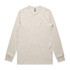 A long sleeve tee in a light beige colour, featuring a logo on the tag. Simple and casual design.