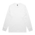 A classic long-sleeve white tee featuring a round neck and a logo at the neckline.