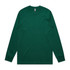 A long-sleeve T-shirt in a deep green colour, featuring a branding logo.