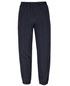 Track pants in navy blue featuring an elastic waistband and cuffed ankles. Includes a logo on the side.