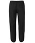 Black track pants with an elastic waistband and a back pocket, featuring a small logo.