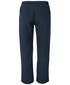 Track pants in navy blue with a drawstring waistband and a back pocket, featuring a small logo.