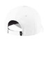 A white cap with a curved brim and adjustable strap at the back. It features a logo on the side.
