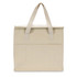 A cream cooler bag with two handles and a front pocket, featuring a simple design and a logo.