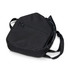 A black bag with a zippered pocket and adjustable strap, suitable for carrying sports gear.