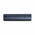 A sleek navy blue tech pack charger with a minimal design and indicator lights. Features a logo on the side.