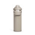 A drink bottle in a light beige colour with a handle and a screw-on lid, featuring a branding logo.