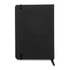 A5 weekly diary in black with a smooth cover and elastic closure. Features a logo on the front.