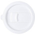A drink bottle lid in white, featuring a sliding closure mechanism. It has a smooth surface and a rounded shape.