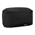 A black toiletry bag with a removable pouch, featuring a textured fabric and a small logo.