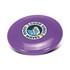 A purple frisbee featuring a circular logo with a bird and the text "Good Vibes, Good Waves."