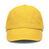 A vintage washed cap in vibrant yellow, featuring a curved brim and a logo on the front.