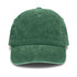 A green vintage washed cap with a soft texture and structured design, featuring a logo on the front.