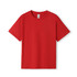 A red kid's regular T-shirt with short sleeves, featuring a logo on the front.