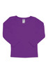 A long-sleeve t-shirt for babies in a vibrant purple colour. It has a simple design and a labelled neckline.