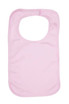 A pink organic kids bib with a round neckline and no additional designs or text. It has a simple, smooth texture.