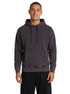 A men's stone wash fleece hoodie in a dark denim colour, featuring a front pocket and a drawstring hood.