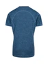 A blue, 100% polyester T-shirt designed for kids, featuring a simple, smooth back with no visible logos.