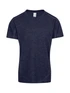 A navy blue Kid's Challenger 100% polyester T-shirt with short sleeves and a logo.