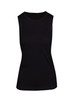 A black sleeveless tee from the Greatness Range, featuring a smooth, fitted design and casual style.