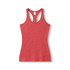 A red athletic T-back singlet made from a textured fabric, featuring a scoop neckline and a fitted design.