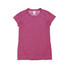 A women's T-shirt in a vibrant pink hue, made of 100% polyester, featuring short sleeves and a smooth design.