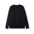 A navy cotton sweatshirt with a simple design and a crew neck, featuring raglan sleeves and ribbed cuffs.
