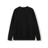 A black cotton sweatshirt with a crew neckline and ribbed cuffs. It features a small logo on the front.