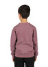 A unisex stone wash sweatshirt in a muted mauve colour, featuring a simple design and a logo on the back.