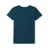A teal women's T-shirt with a fitted design and short sleeves, featuring a logo on the back.