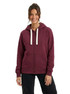 A navy blue and burgundy heavy zip fleece hoodie, displayed by two models. The hoodies have drawstrings and pockets.